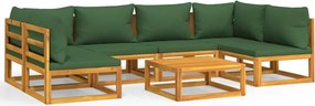 vidaXL Set mobilier de grădină cu perne verzi, 7 piese, lemn masiv
