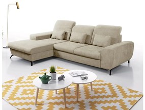 Colțar extensibil ALTA, tapițat, cu spațiu de depozitare, formă L, orientare stânga, bej