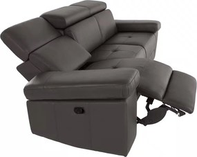 Canapea cu Recliner, tetiere reglabile, LED în partea de jos, culoare maro închis, material piele artificială, 229 cm lungime