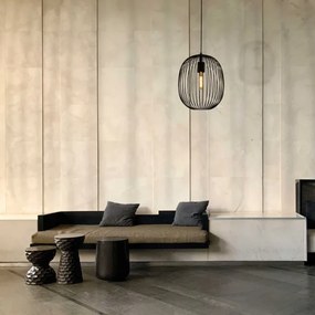 Lampă suspendată cu cablu OVELLA 1xE27/15W/230V Ø 34 cm neagră