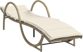vidaXL Șezlong cu pernă, bej, 60x199x42 cm, poliratan