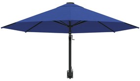 Umbrela de soare de perete cu stalp metalic, albastru, 300 cm Albastru