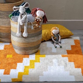 Covor tip traversă portocaliu lavabil din bumbac 90x175 cm Azteca – Ixia