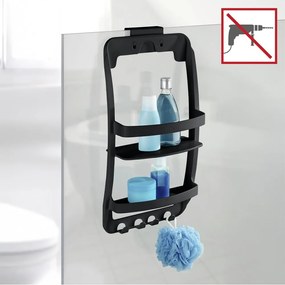 Raft pentru baie negru de agățat, autoadeziv din plastic Universal – Wenko