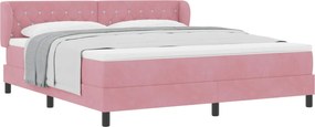vidaXL Pat cu arcuri cu saltea cu headboard Roz 180 x 200 cm Catifea