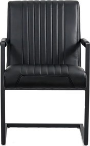 Scaun vizitator negru OFF 834 din piele ecologică cu mânere metalice și cadru vopsit