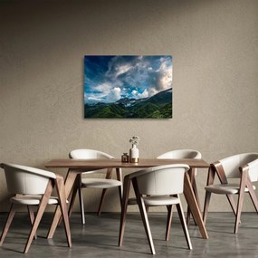 Tablou pe sticlă cu munții (70x50 cm)