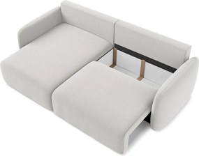 Colțar gri deschis extensibil/cu spațiu de depozitare cu tapițerie din catifea (cu colț pe partea stângă/cu șezlong) Kalena – Makamii