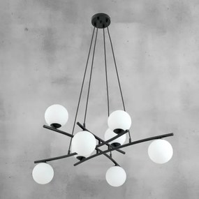 Lustră pe cablu ESSA 8xE14/10W/230V negru/alb