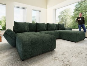 Colțar extensibil dumonde cu ladă de depozitare si sezut confortabil din spuma high-density, Berlin U Euphoria Verde 380x180 cm