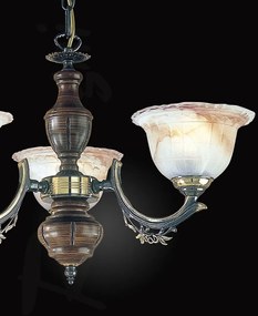 Candelabru rustic cu 3 brate design italian din alama cu lemn 2801