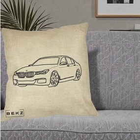 Perna Personalizata BMW Seria 7 Linie Minimalista, 40x40 cm, Crem, Husa Detasabila, Perna Inclusa, BEKZ®