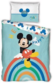 Disney Mickey Happy lenjerie de pat 140×200cm, 63×63 cm microfibră