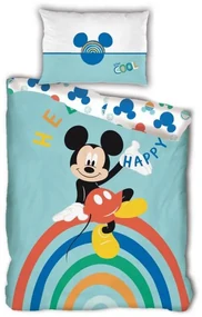 Disney Mickey Happy lenjerie de pat 140×200cm, 63×63 cm microfibră