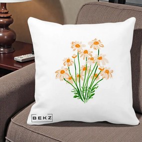 Perna Decorativa Margarete Camp, 40x40 cm, Alba Mata, Husa Detasabila, Perna Inclusa, BEKZ®
