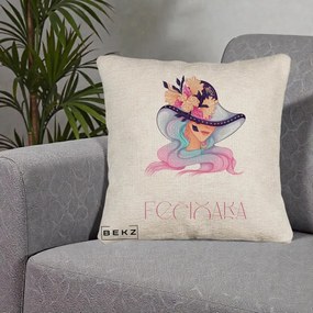 Perna Personalizata Zodie Fecioara, 40x40 cm, Bej Canapea, Husa Detasabila, Perna Inclusa, BEKZ®