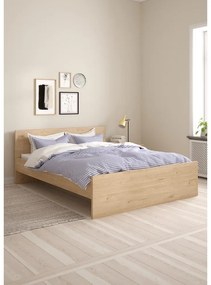 Pat matrimonial în culoare naturală cu aspect de lemn de stejar 160x200 cm Naia – Tvilum