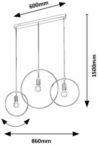 Lustră pe cablu DILARA 3xE27/40W/230V Rabalux 72019