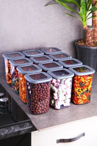 Set cutii de depozitare (12 piese), Hermia, Culoare: Gri