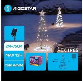 Decorațiune LED solară de Crăciun Aigostar LED/0,26W/3,7V 75cm IP65 alb rece