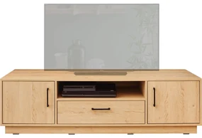 Comoda TV TISANE cu dulapuri si sertar 160x50cm, stejar biscuit