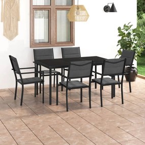 3073526 vidaXL Set mobilier de exterior, 7 piese, oțel