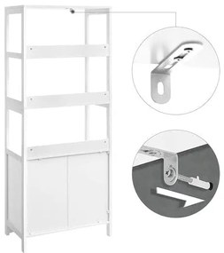 Dulap Inalt De Depozitare Pentru Baie, Cu 3 Rafturi, 1 Sertar Si 2 Usi, Alb, 60 Cm