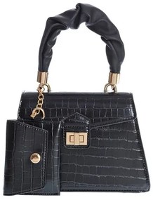 Poseta neagra cu model animal print