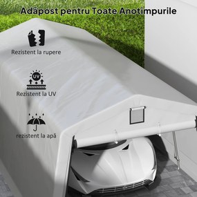Outsunny Garaj Portabil, Carport Rezistent, Cort tip Garaj cu Copertină și 2 Ferestre de Ventilație și Ușă, 6.2x3.3x2.4 m, Gri | Aosom Romania