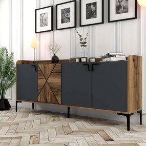 Dulap Tip Consola Venedik - Walnut, Anthracite 180 X 78 X 35