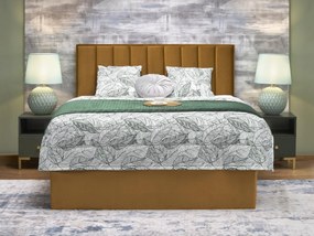 Pat matrimonial Boxspring 160 cm Asencion (muștar). 1092472