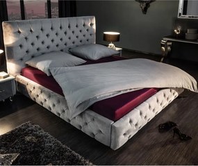 Pat elegant tapitat cu catifea gri, Paris 180x200cm