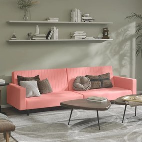 337654 vidaXL Canapea extensibilă cu 2 locuri, roz, catifea
