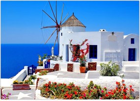 Tablou - Casă mică în Grecia (70x50 cm)