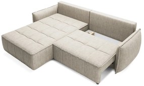 Colțar bej extensibil/cu spațiu de depozitare cu tapițerie din catifea (cu colț pe partea stângă/cu șezlong) Campo – ELTAP