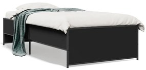 845251 vidaXL Cadru de pat, negru, 75x190 cm, lemn prelucrat și metal