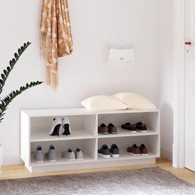 vidaXL Pantofar, alb, 110x34x45 cm, lemn masiv de pin
