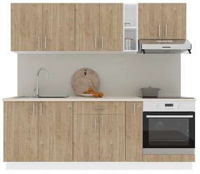 Set haaus V14, Lemn Natural/Alb, Blat Thermo 28 mm, L 220 cm