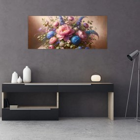 Tablou - Masă plină de flori (120x50 cm)