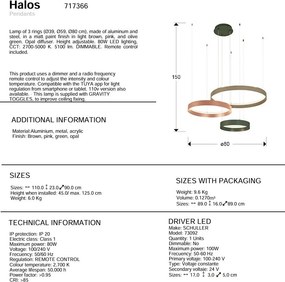 Lustra cu 3 inele colorate LED CCT si telecomanda Halos