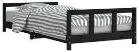 834425 vidaXL Cadru pat pentru copii, negru, 90x200 cm, lemn masiv de pin