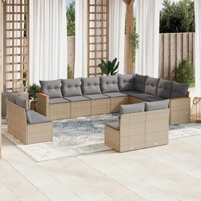 vidaXL Set canapele de grădină cu perne, 12 piese, bej, poliratan