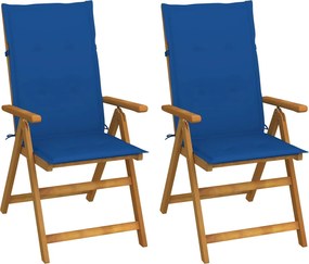 vidaXL Scaune grădină rabatabile cu perne, 2 buc., lemn masiv acacia