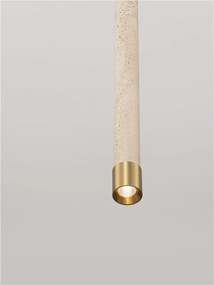 Lustra, Pendul tubular din travertin Muse metal auriu