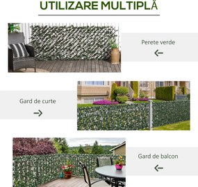 Outsunny Gard Artificial Extensibil cu 2 Secțiuni din Poliester și Ratan, 200x100 cm, Verde | Aosom Romania