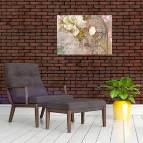 Tablou pe sticlă - Ornament de flori (70x50 cm)