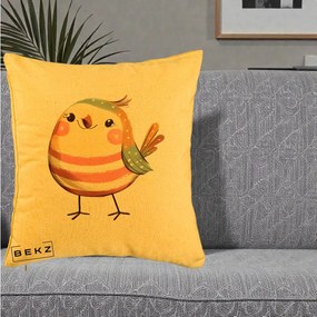 Perna Decorativa Pui Kawaii Pastel Dungat, 40x40 cm, Galben, Husa Detasabila, Perna Inclusa, BEKZ®