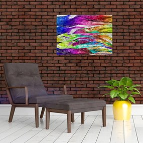 Tablou - Zid de cărămidă cu flăcări colorate (70x50 cm)