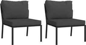 vidaXL Scaune de grădină cu perne gri, 2 buc., 60x74x79 cm, oțel