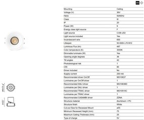 Spot LED incastrabil tavan orientabil LOX 3000K alb